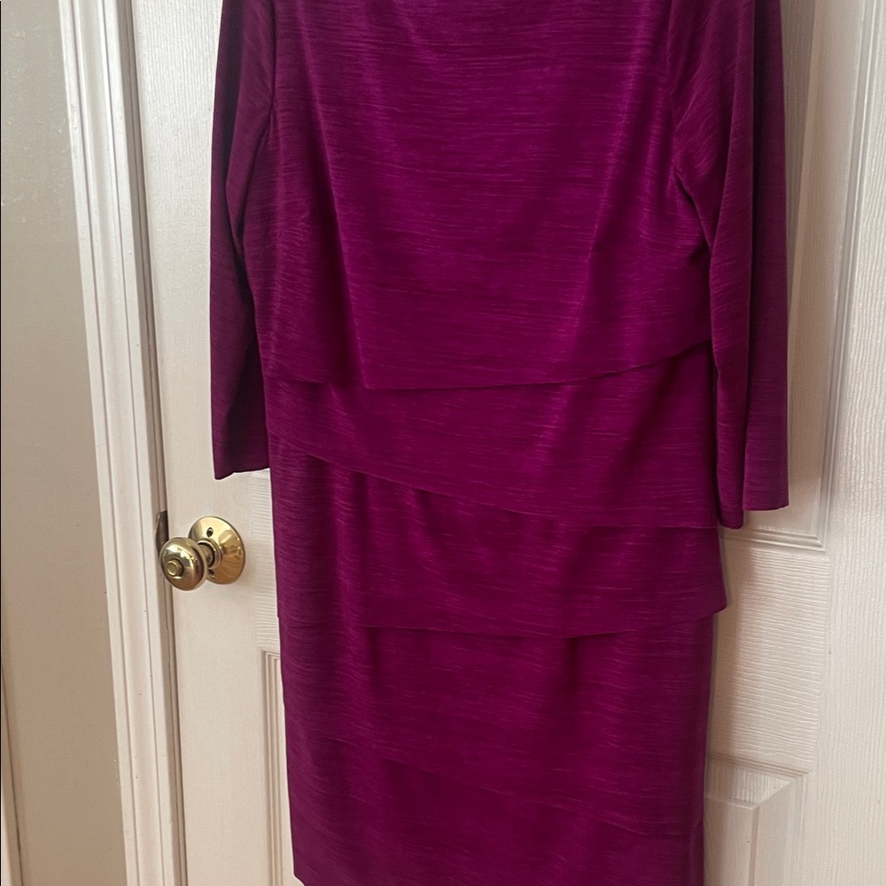 Tahari Magenta Long Sleeve Dress - Picture 3 of 11